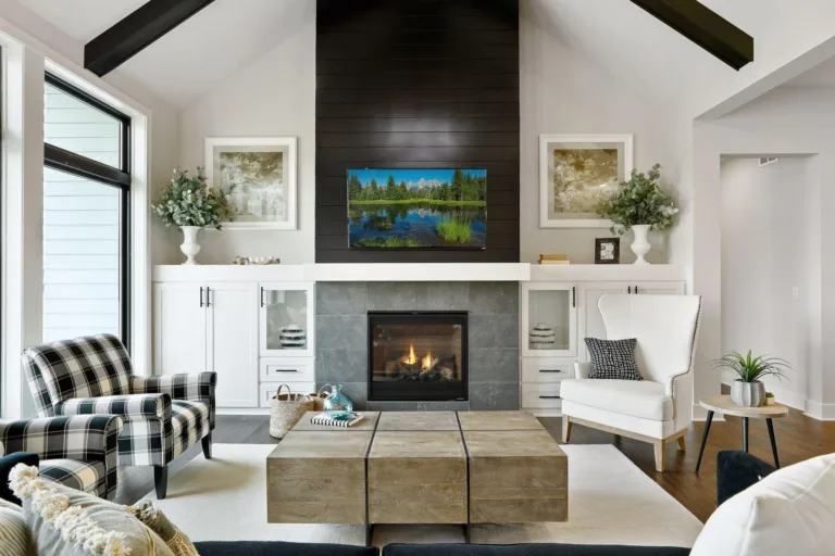 Custom fireplace built-in cabinets